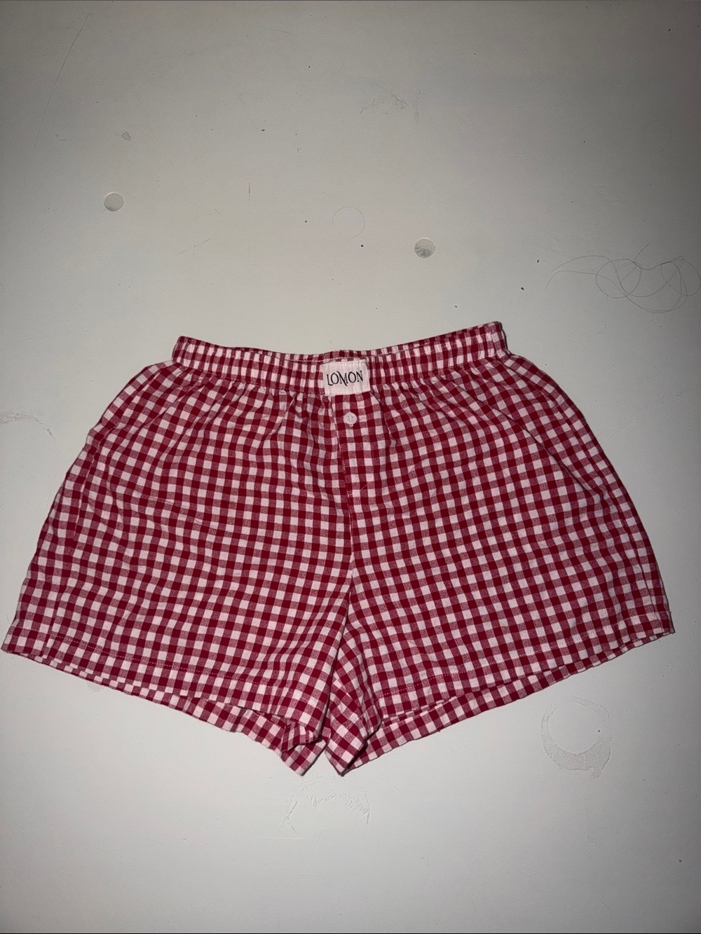 Cotton Red Gingham Shorts